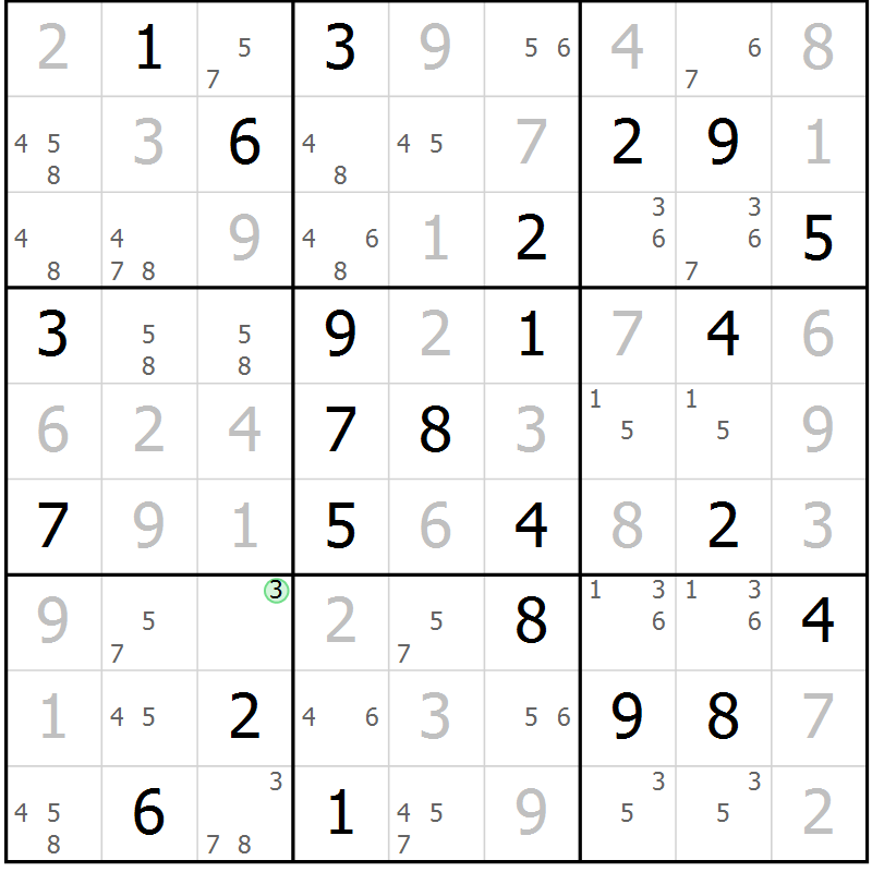 Position des candidats pour la solution de la Gr 79 page 82 du magazine de sudoku Maestro n° 104