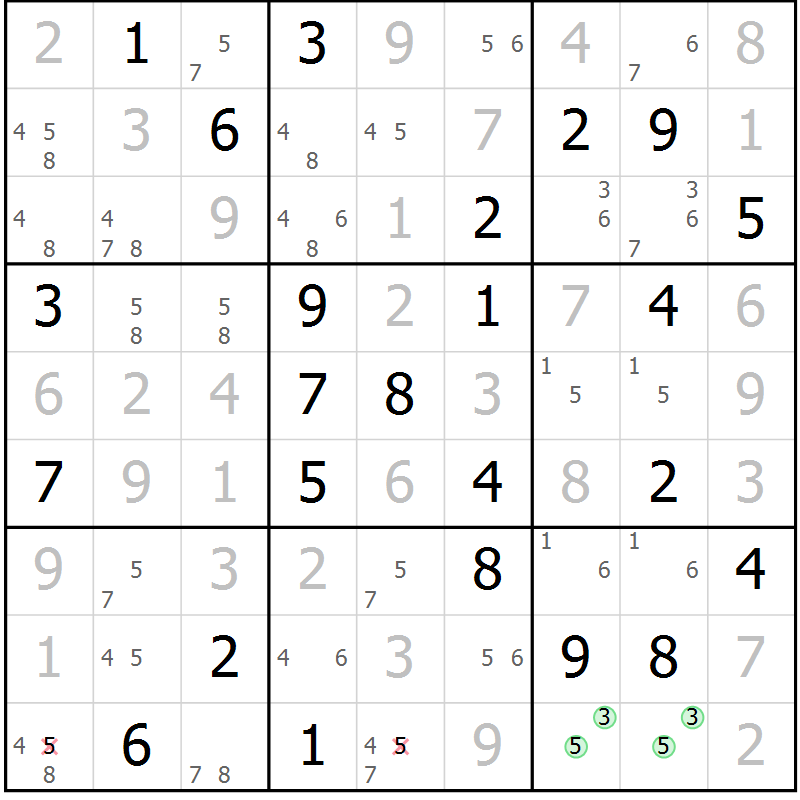 Position des candidats pour la solution de la Gr 79 page 82 du magazine de sudoku Maestro n° 104