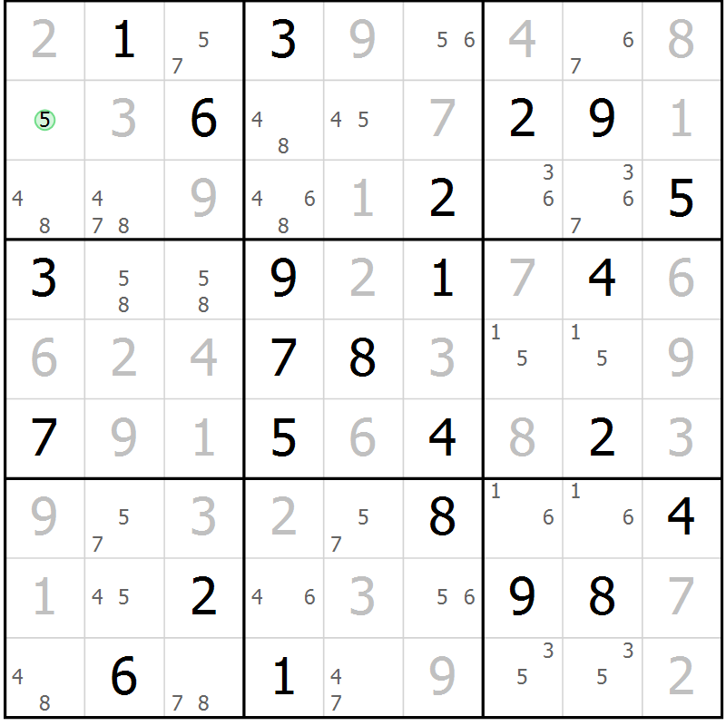 Position des candidats pour la solution de la Gr 79 page 82 du magazine de sudoku Maestro n° 104