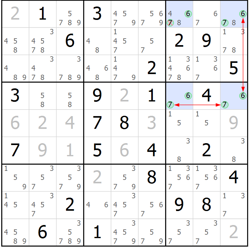 Position des candidats pour la solution de la Gr 79 page 82 du magazine de sudoku Maestro n° 104