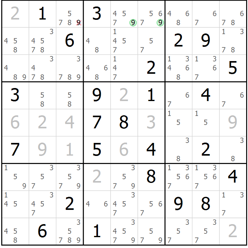 Position des candidats pour la solution de la Gr 79 page 82 du magazine de sudoku Maestro n° 104