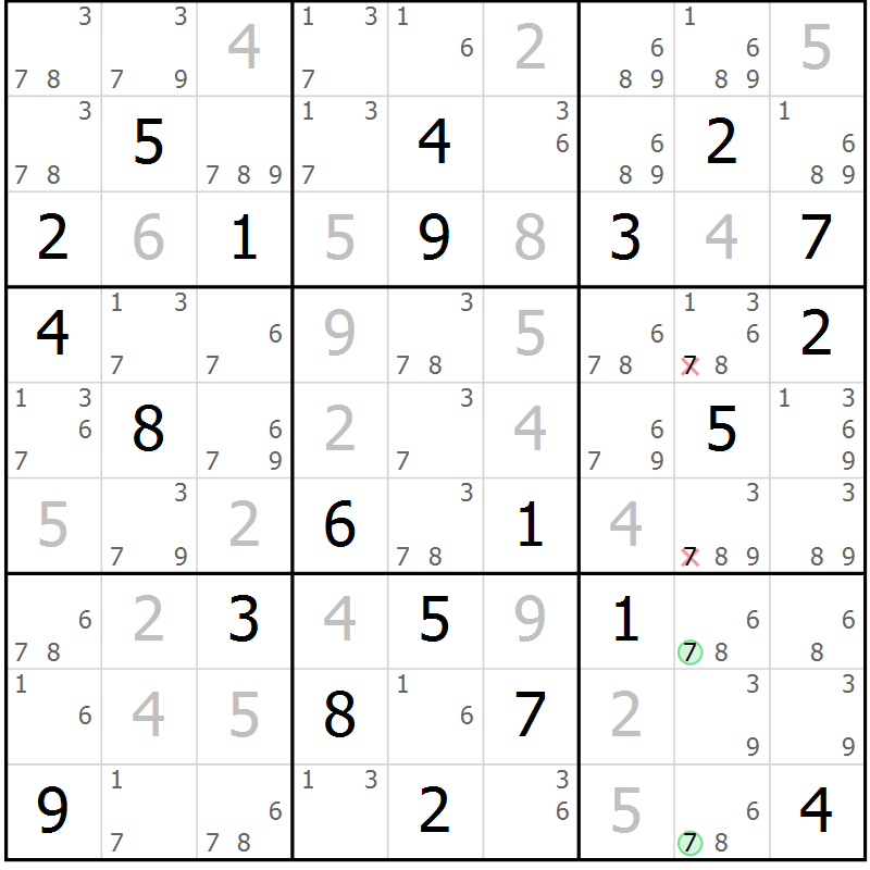 Position des candidats pour la solution de la Gr 8 page 11 du magazine de sudoku Maestro n° 104