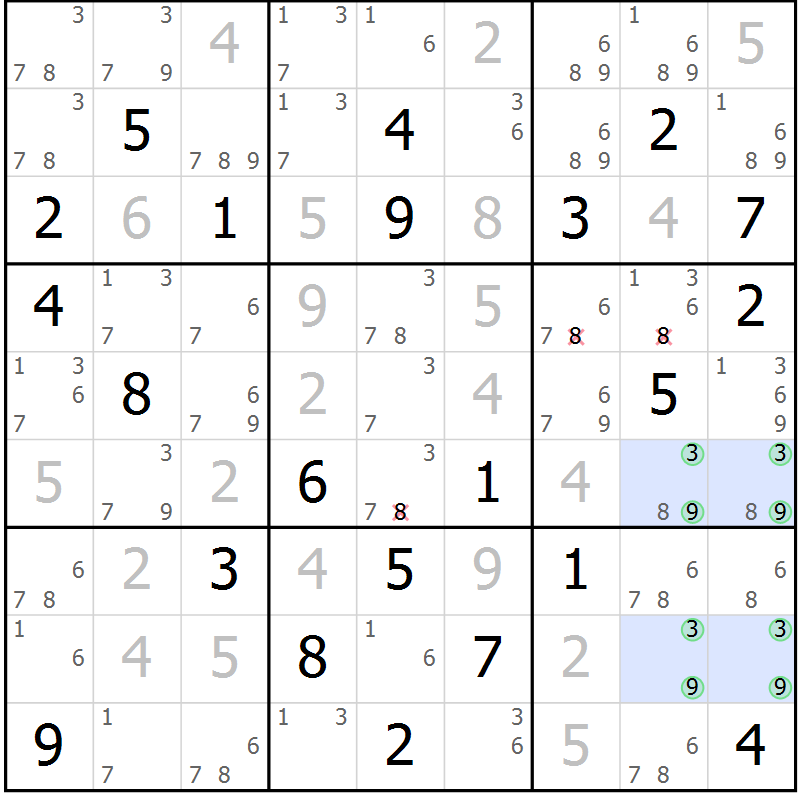 Position des candidats pour la solution de la Gr 8 page 11 du magazine de sudoku Maestro n° 104