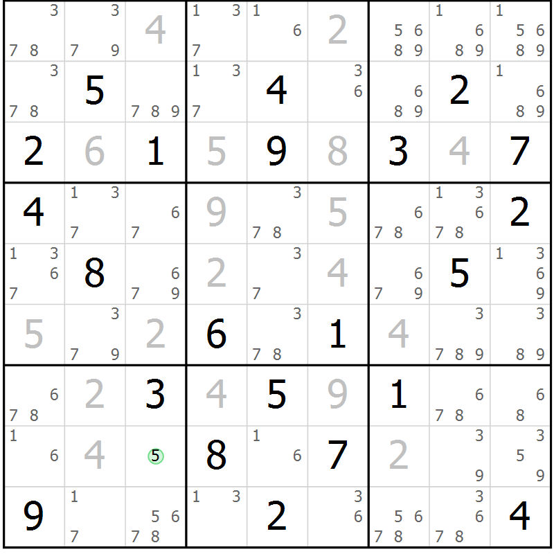 Position des candidats pour la solution de la Gr 8 page 11 du magazine de sudoku Maestro n° 104