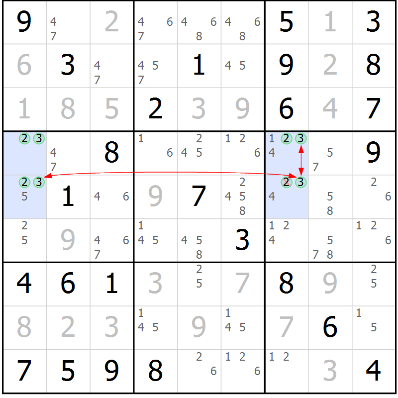 Position des candidats pour la solution de la Gr 80 page 83 du magazine de sudoku Maestro n° 104