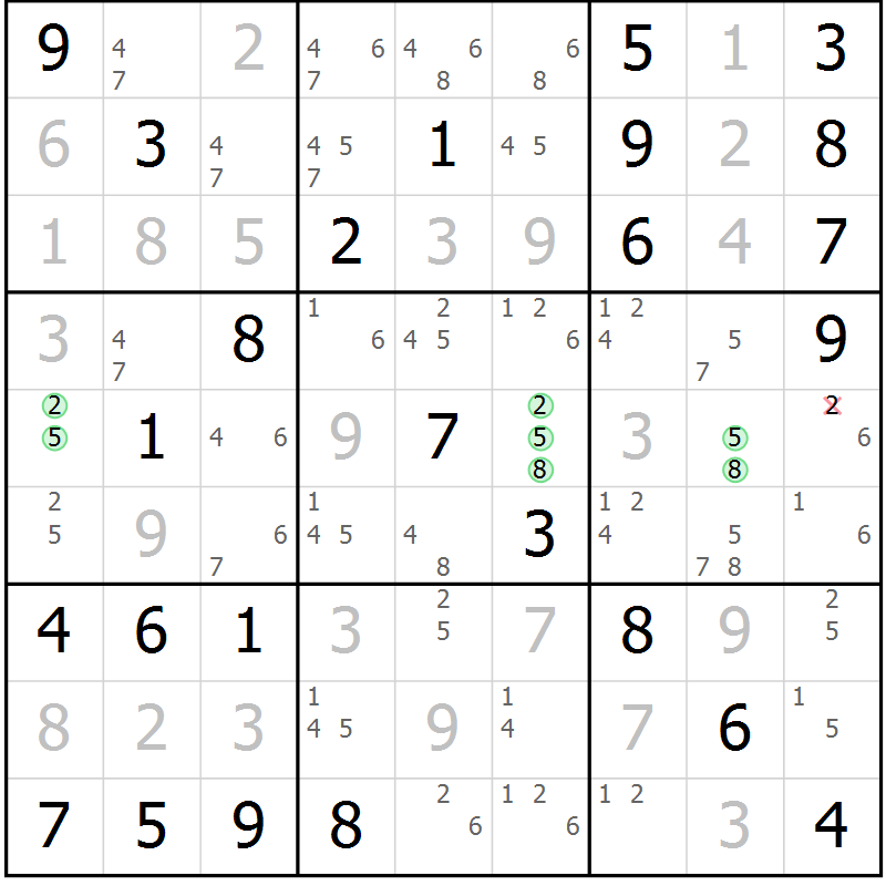 Position des candidats pour la solution de la Gr 80 page 83 du magazine de sudoku Maestro n° 104