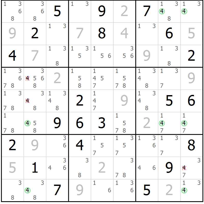 Position des candidats pour la solution de la Gr 83 page 86 du magazine de sudoku Maestro n° 104