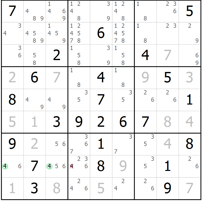 Position des candidats pour la solution de la Gr 9 page 12 du magazine de sudoku Maestro n° 104