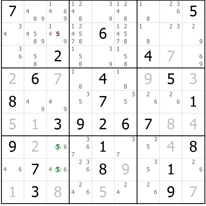 Position des candidats pour la solution de la Gr 9 page 12 du magazine de sudoku Maestro n° 104