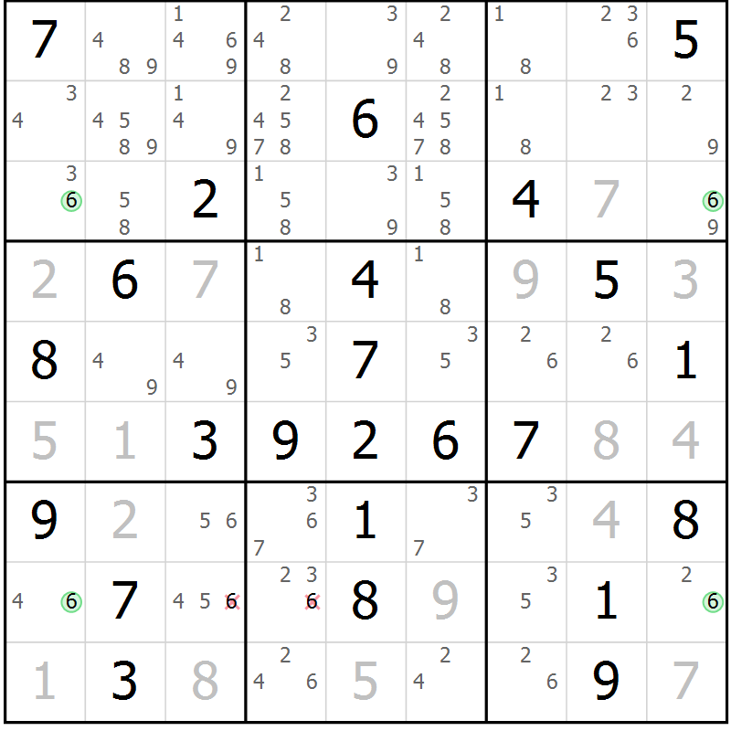 Position des candidats pour la solution de la Gr 9 page 12 du magazine de sudoku Maestro n° 104