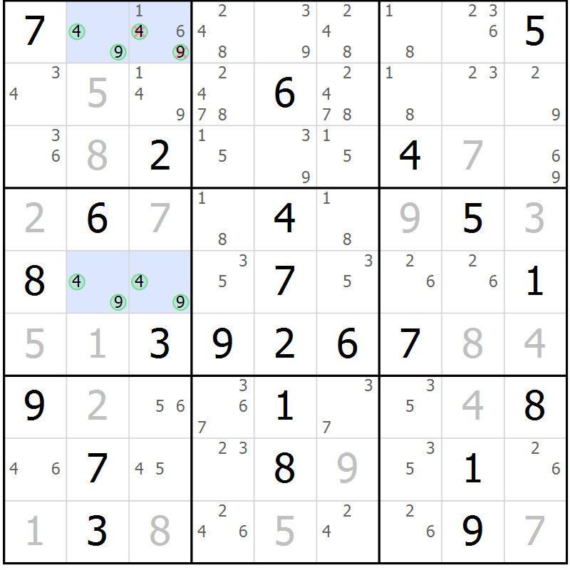 Position des candidats pour la solution de la Gr 9 page 12 du magazine de sudoku Maestro n° 104