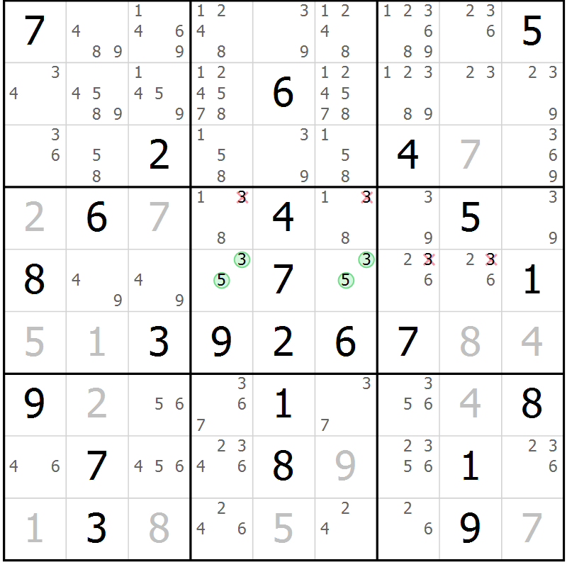 Position des candidats pour la solution de la Gr 9 page 12 du magazine de sudoku Maestro n° 104
