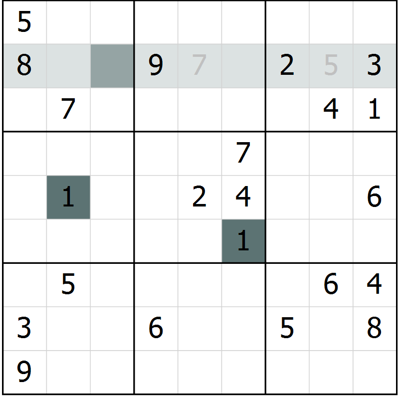 Position des candidats pour la solution de la Gr 1 page 4 du magazine de sudoku Virtuose n° 104