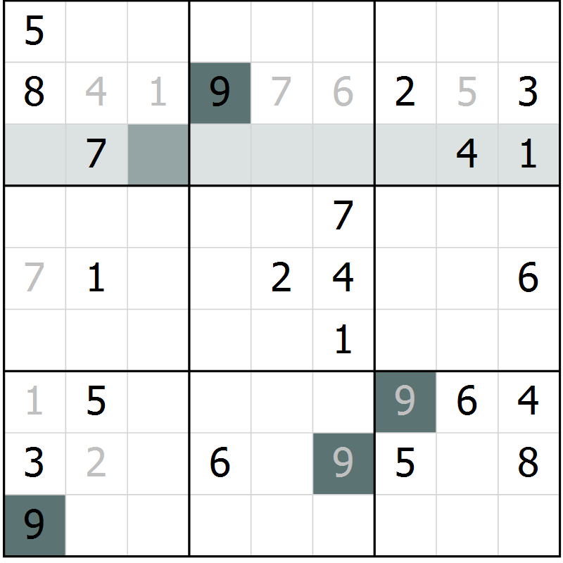 Position des candidats pour la solution de la Gr 1 page 4 du magazine de sudoku Virtuose n° 104
