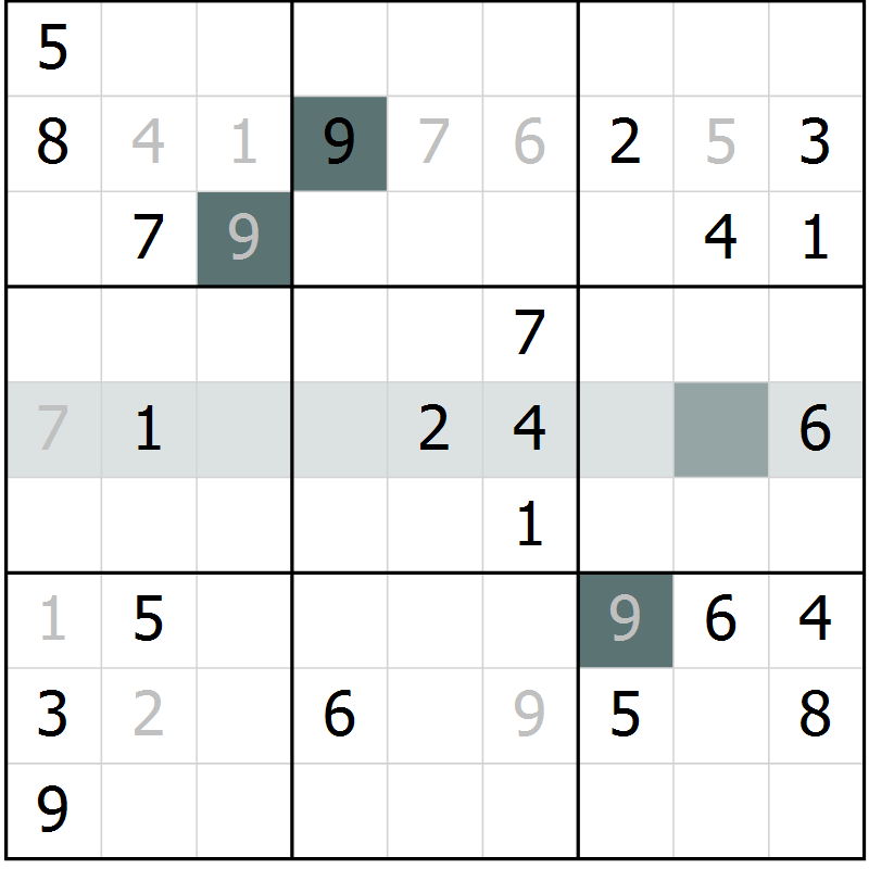 Position des candidats pour la solution de la Gr 1 page 4 du magazine de sudoku Virtuose n° 104