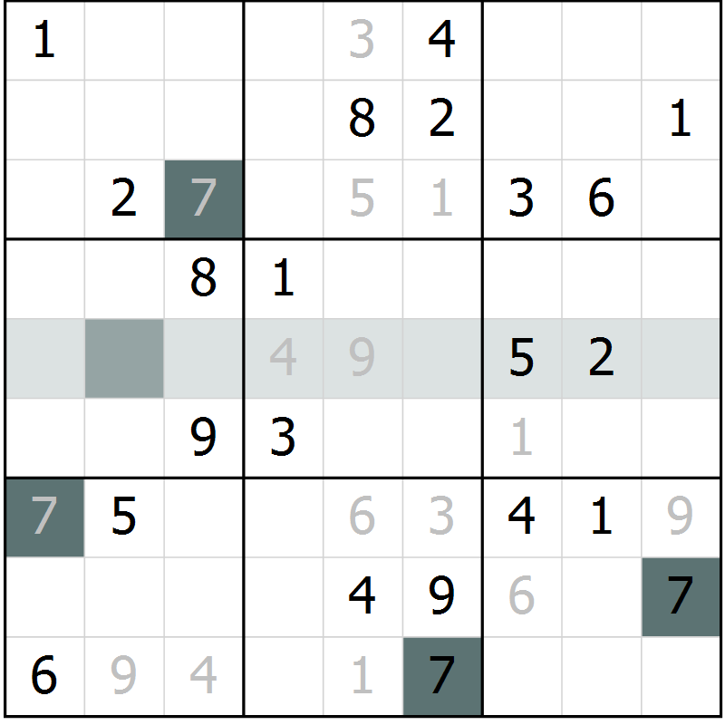 Position des candidats pour la solution de la Gr 10 page 13 du magazine de sudoku Virtuose n° 104