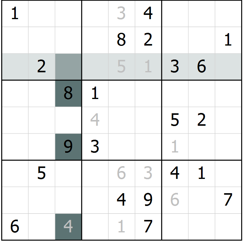 Position des candidats pour la solution de la Gr 10 page 13 du magazine de sudoku Virtuose n° 104