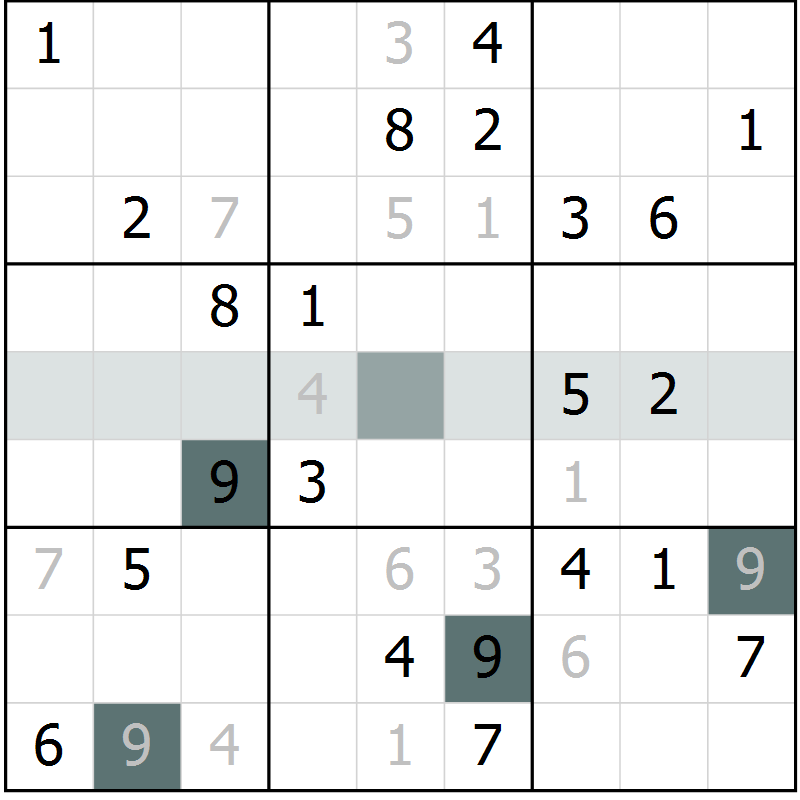 Position des candidats pour la solution de la Gr 10 page 13 du magazine de sudoku Virtuose n° 104