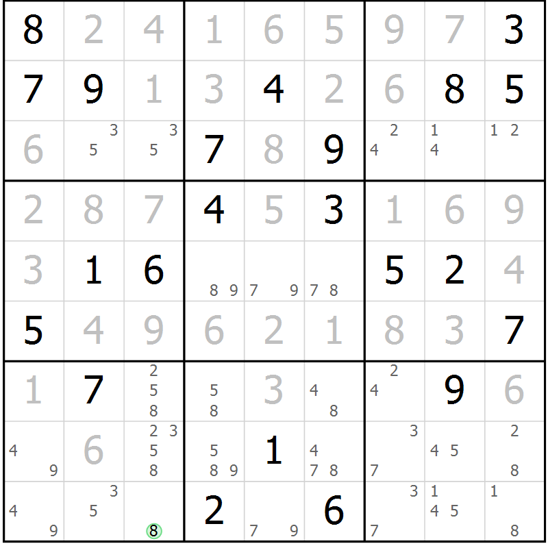 Position des candidats pour la solution de la Gr 12 page 15 du magazine de sudoku Virtuose n° 104