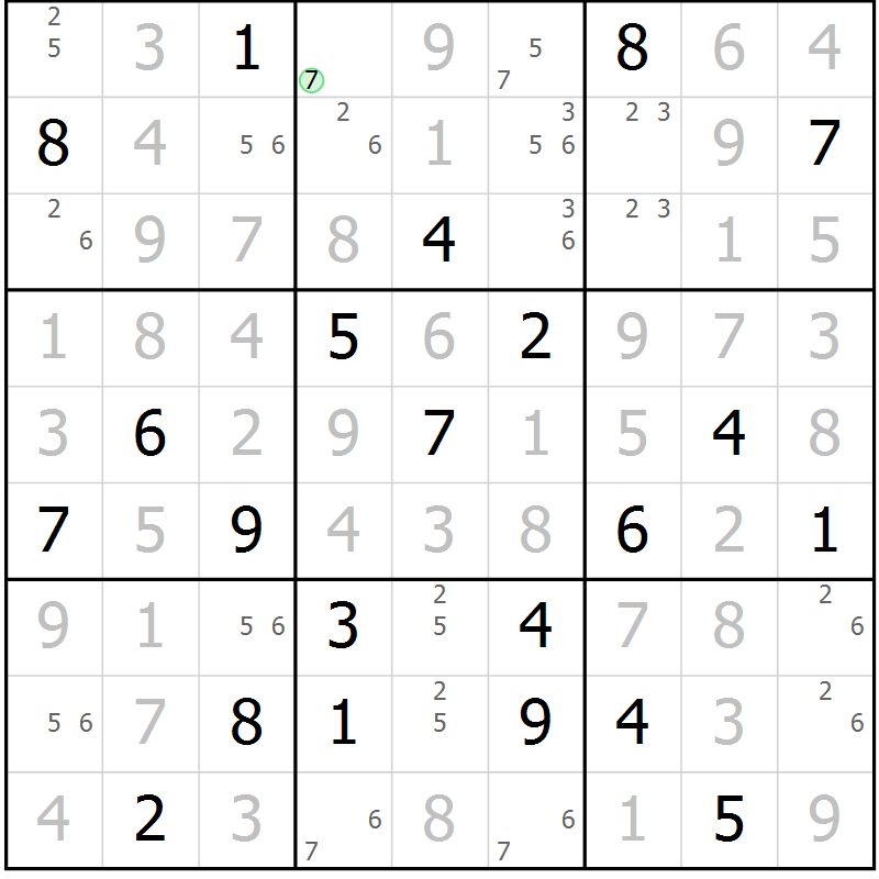 Position des candidats pour la solution de la Gr 17 page 20 du magazine de sudoku Virtuose n° 104