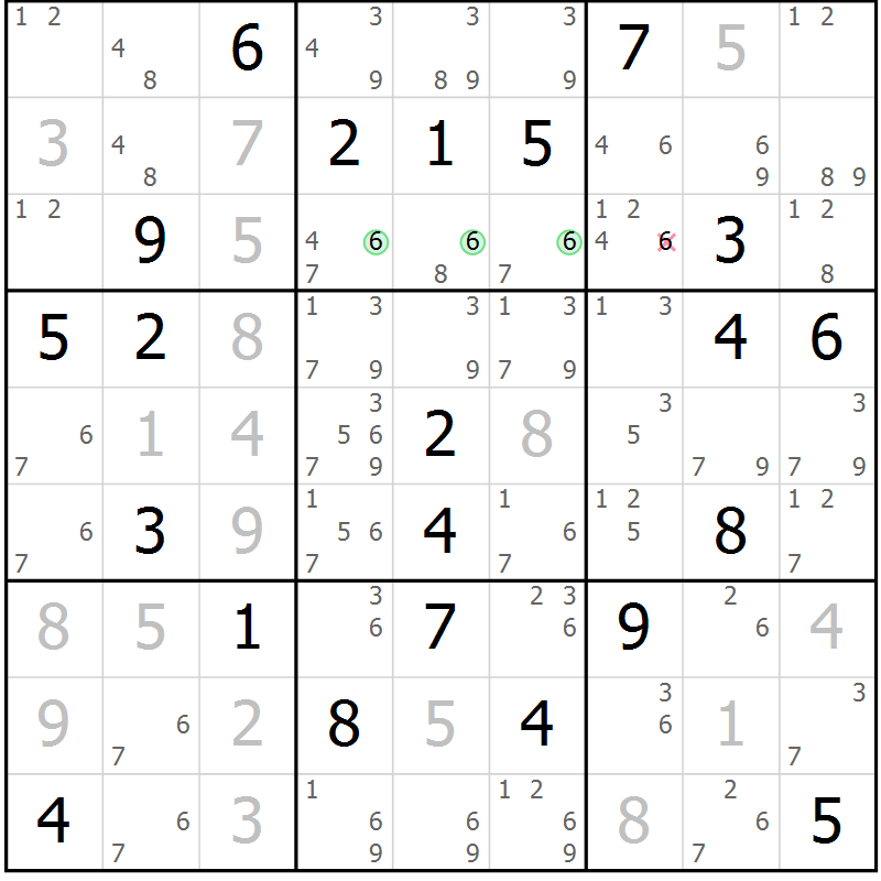Position des candidats pour la solution de la Gr 19 page 22 du magazine de sudoku Virtuose n° 104