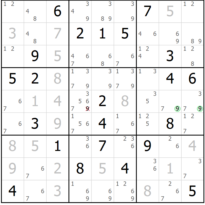 Position des candidats pour la solution de la Gr 19 page 22 du magazine de sudoku Virtuose n° 104