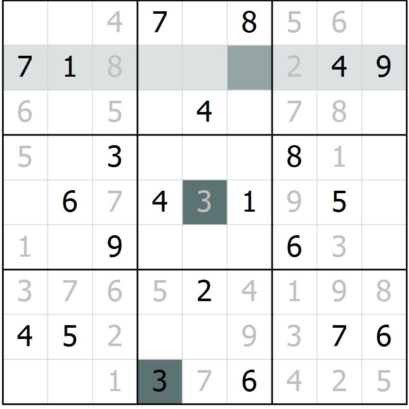 Position des candidats pour la solution de la Gr 2 page 5 du magazine de sudoku Virtuose n° 104