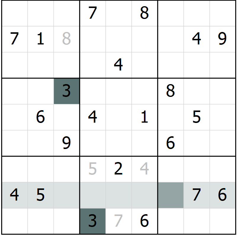 Position des candidats pour la solution de la Gr 2 page 5 du magazine de sudoku Virtuose n° 104