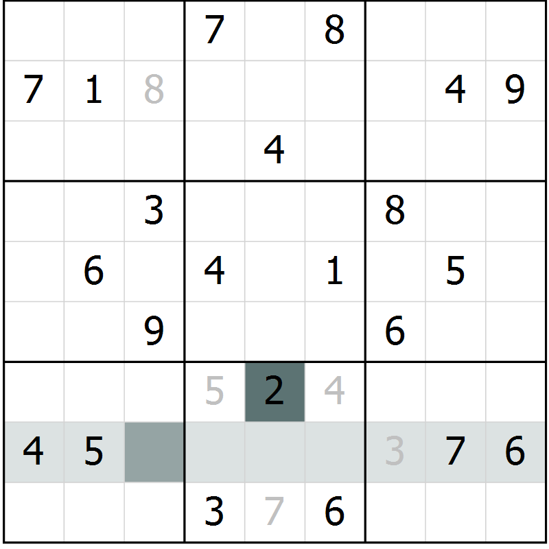 Position des candidats pour la solution de la Gr 2 page 5 du magazine de sudoku Virtuose n° 104