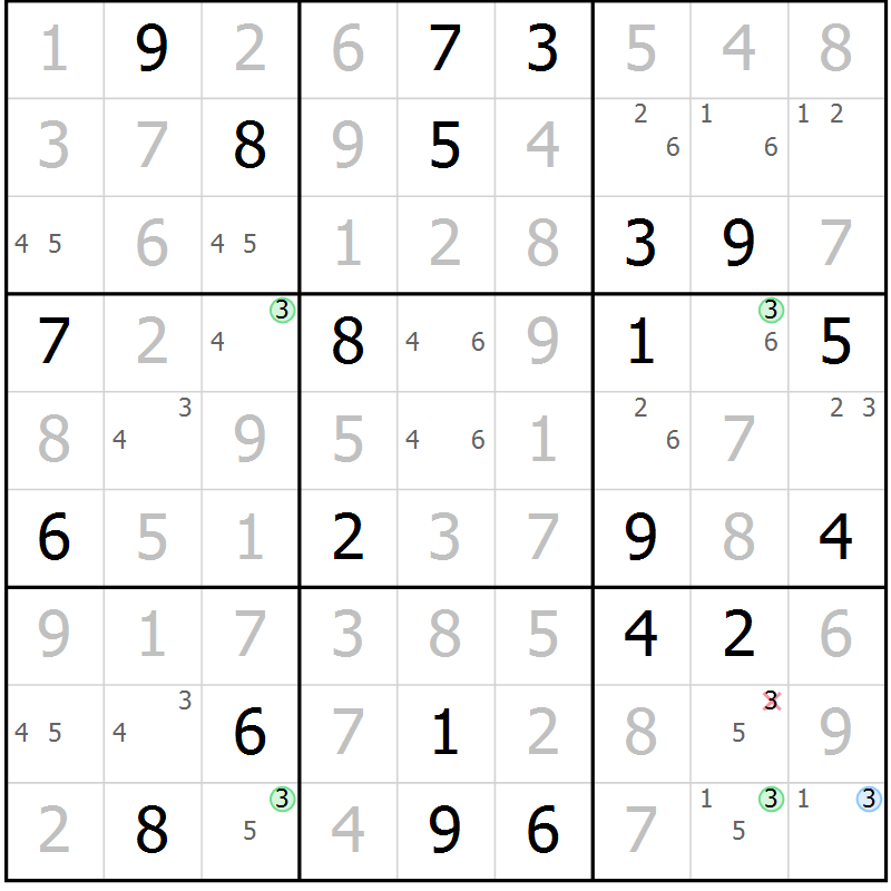 Position des candidats pour la solution de la Gr 20 page 23 du magazine de sudoku Virtuose n° 104