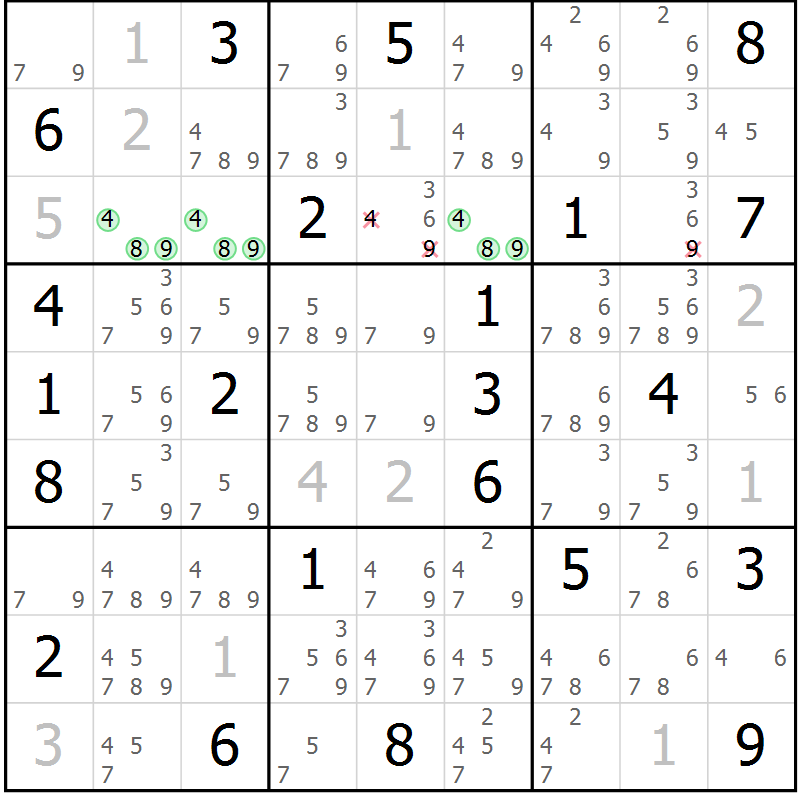 Position des candidats pour la solution de la Gr 21 page 24 du magazine de sudoku Virtuose n° 104