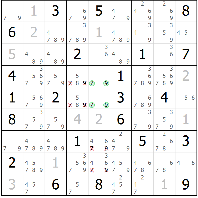 Position des candidats pour la solution de la Gr 21 page 24 du magazine de sudoku Virtuose n° 104