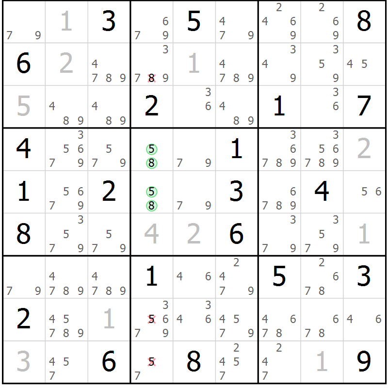Position des candidats pour la solution de la Gr 21 page 24 du magazine de sudoku Virtuose n° 104