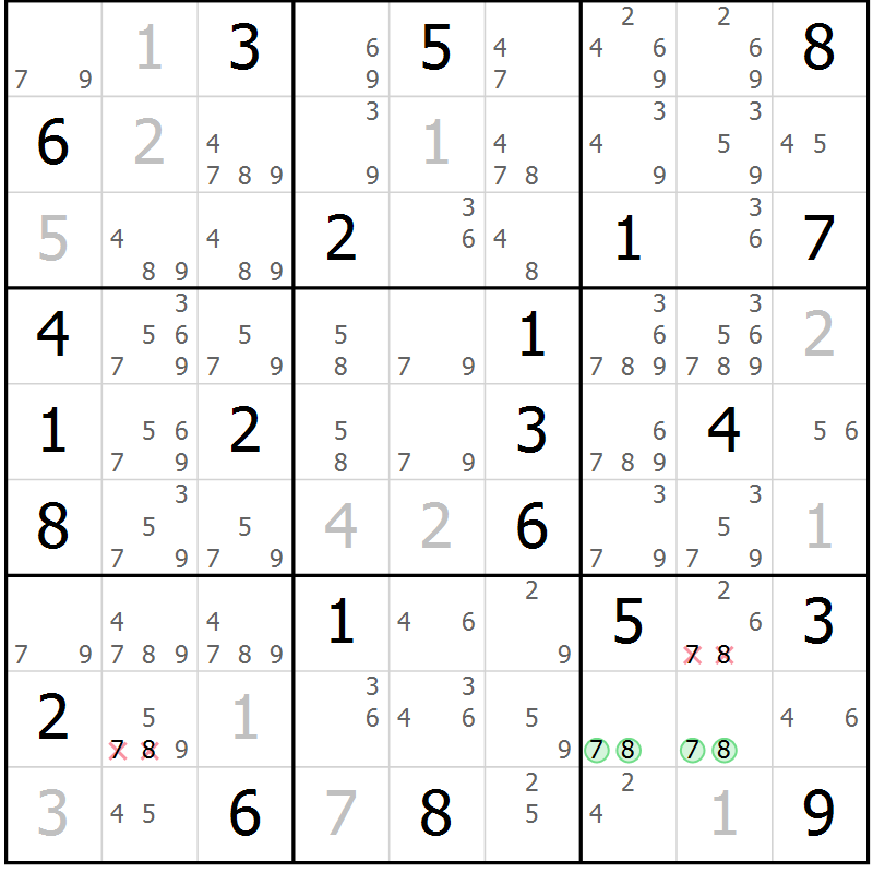 Position des candidats pour la solution de la Gr 21 page 24 du magazine de sudoku Virtuose n° 104