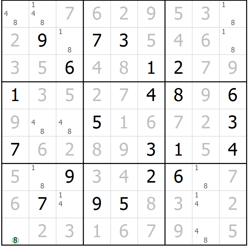Position des candidats pour la solution de la Gr 22 page 25 du magazine de sudoku Virtuose n° 104