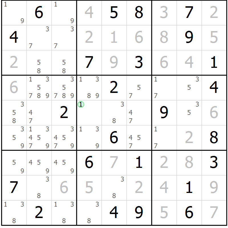 Position des candidats pour la solution de la Gr 24 page 27 du magazine de sudoku Virtuose n° 104