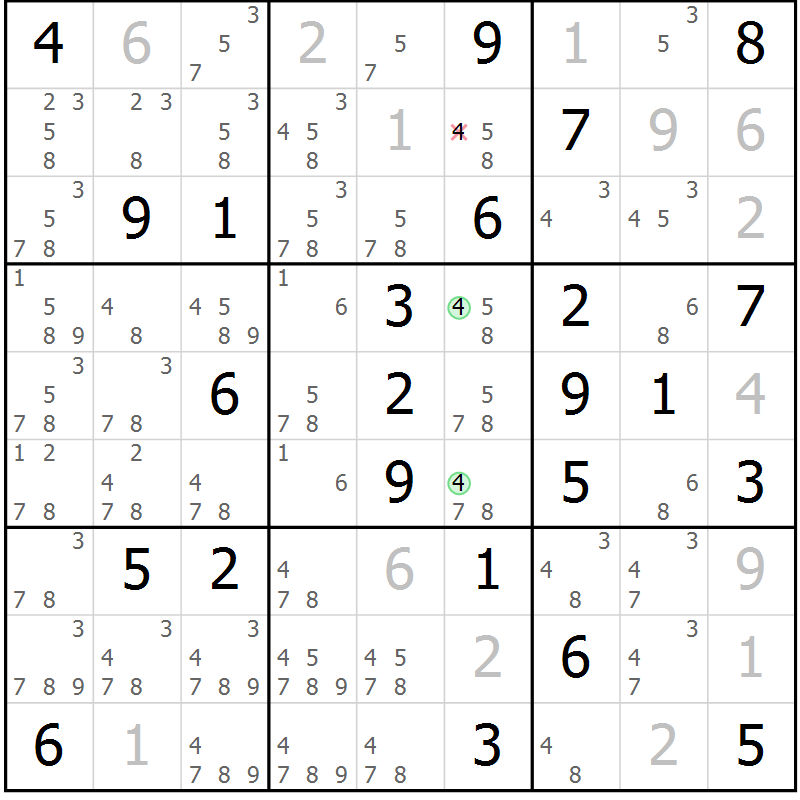 Position des candidats pour la solution de la Gr 25 page 28 du magazine de sudoku Virtuose n° 104