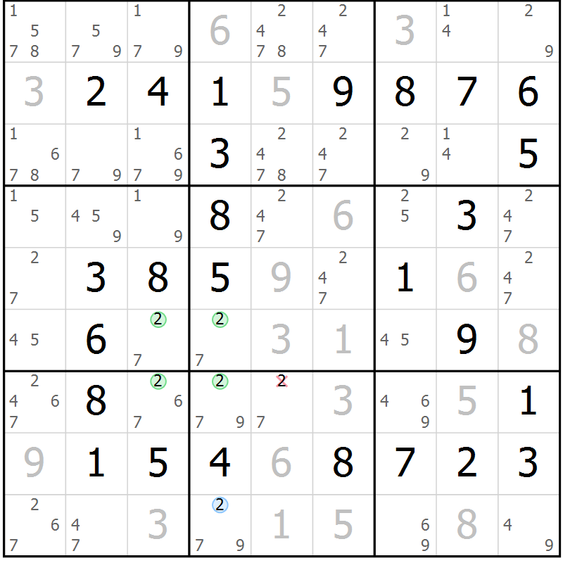 Position des candidats pour la solution de la Gr 26 page 29 du magazine de sudoku Virtuose n° 104