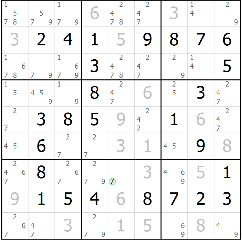 Position des candidats pour la solution de la Gr 26 page 29 du magazine de sudoku Virtuose n° 104