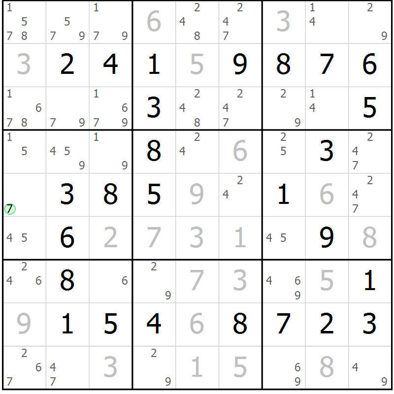 Position des candidats pour la solution de la Gr 26 page 29 du magazine de sudoku Virtuose n° 104