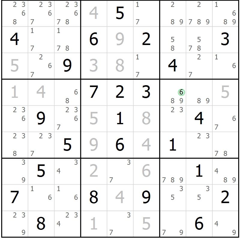 Position des candidats pour la solution de la Gr 29 page 32 du magazine de sudoku Virtuose n° 104