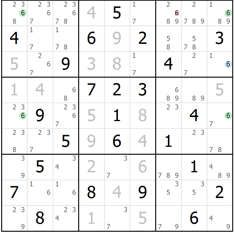 Position des candidats pour la solution de la Gr 29 page 32 du magazine de sudoku Virtuose n° 104