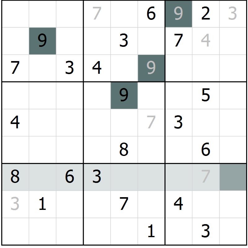 Position des candidats pour la solution de la Gr 3 page 6 du magazine de sudoku Virtuose n° 104