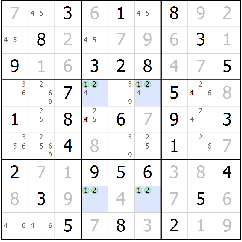 Position des candidats pour la solution de la Gr 30 page 33 du magazine de sudoku Virtuose n° 104