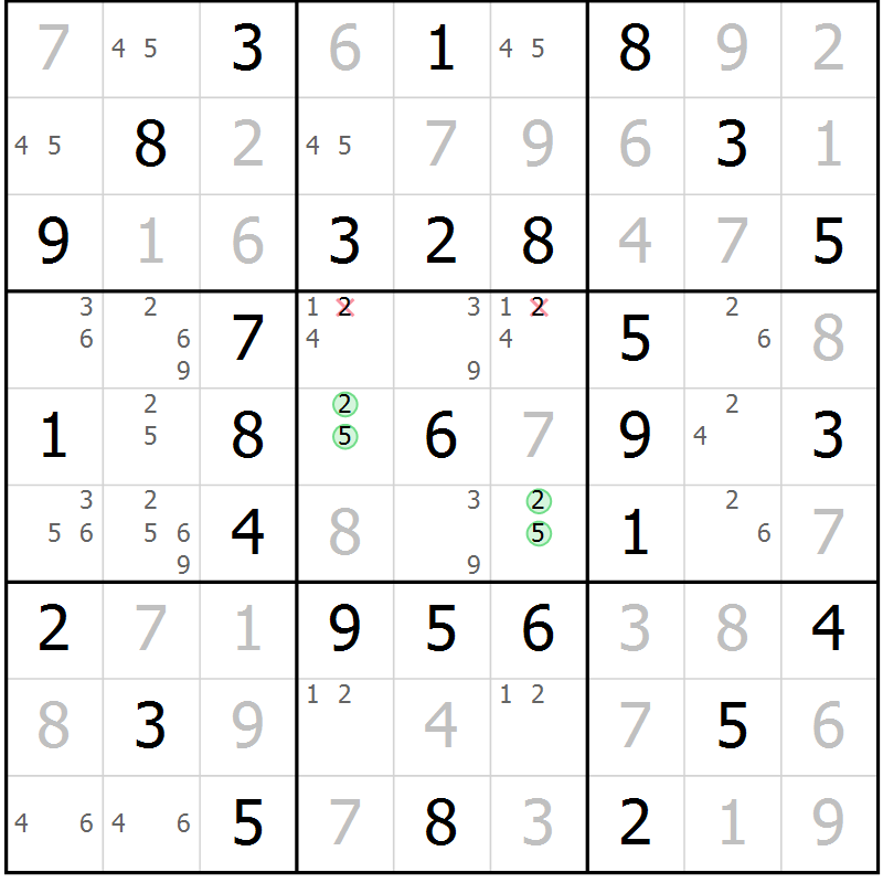 Position des candidats pour la solution de la Gr 30 page 33 du magazine de sudoku Virtuose n° 104
