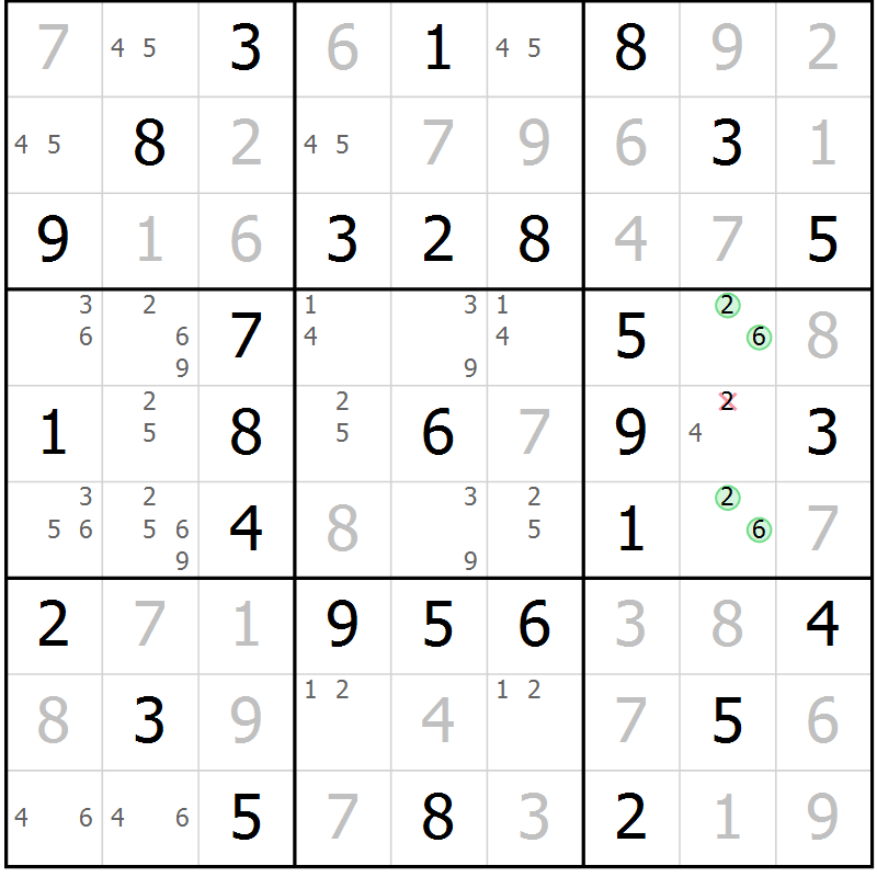Position des candidats pour la solution de la Gr 30 page 33 du magazine de sudoku Virtuose n° 104