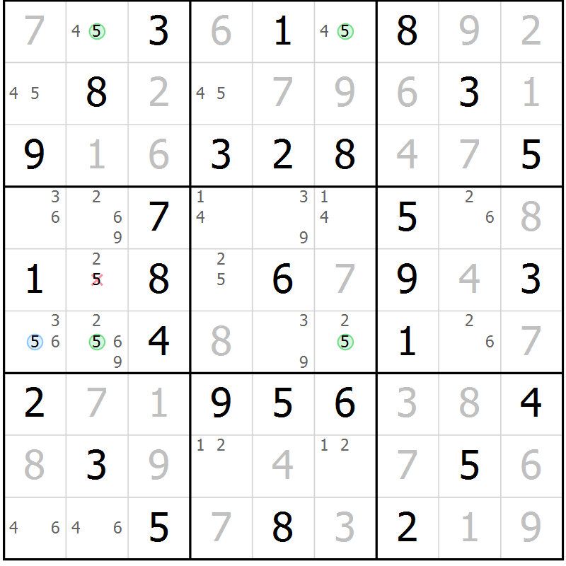 Position des candidats pour la solution de la Gr 30 page 33 du magazine de sudoku Virtuose n° 104
