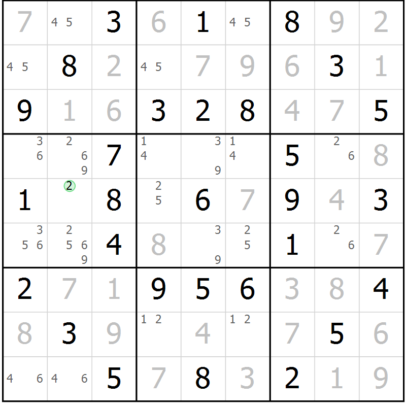 Position des candidats pour la solution de la Gr 30 page 33 du magazine de sudoku Virtuose n° 104