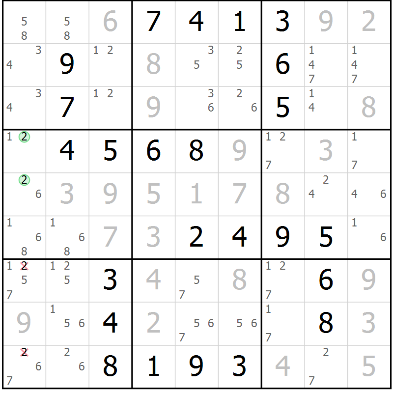 Position des candidats pour la solution de la Gr 31 page 34 du magazine de sudoku Virtuose n° 104
