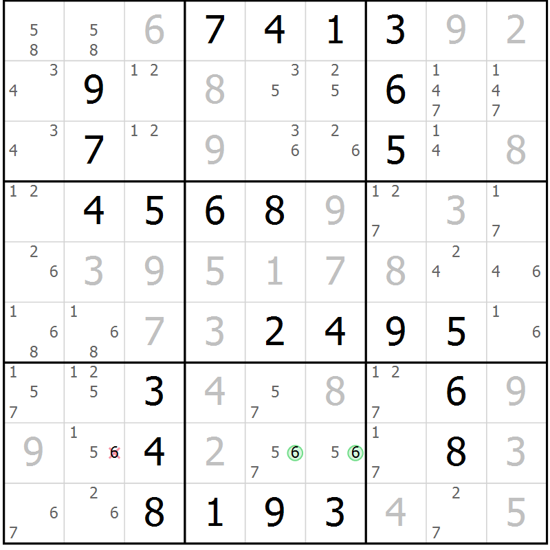 Position des candidats pour la solution de la Gr 31 page 34 du magazine de sudoku Virtuose n° 104